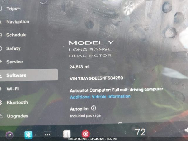 7SAYGDEE5NF534259 Tesla Model Y Long Range Dual Motor All-wheel Drive
