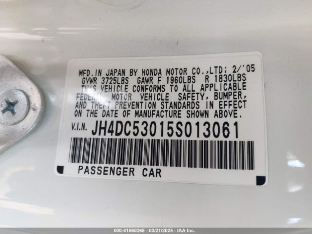 2005 ACURA RSX JH4DC53015S013061 Photo 8