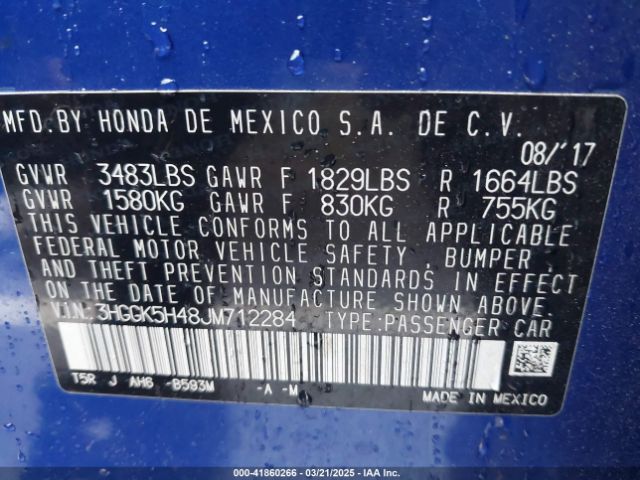 3HGGK5H48JM712284 Honda l15b1