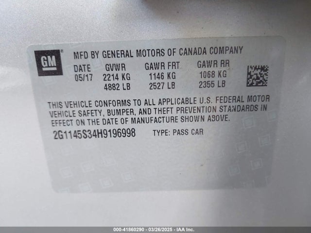 Chevrolet IMPALA 2LZ 2017 2G1145S34H9196998 Image 9