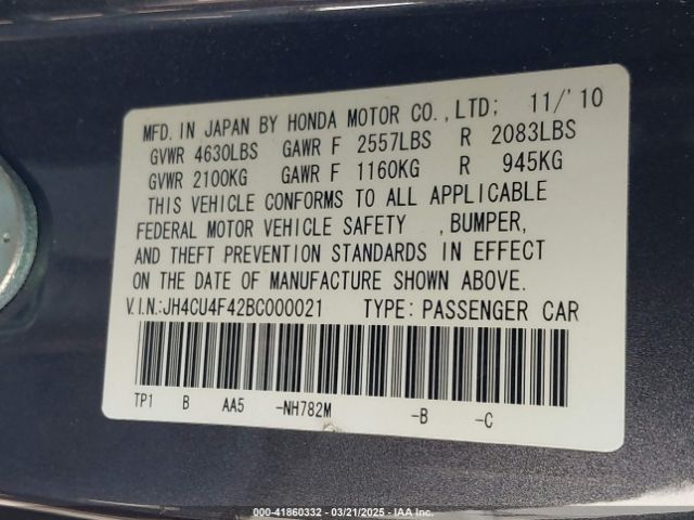 2011 ACURA TSX JH4CU4F42BC000021 Photo 8