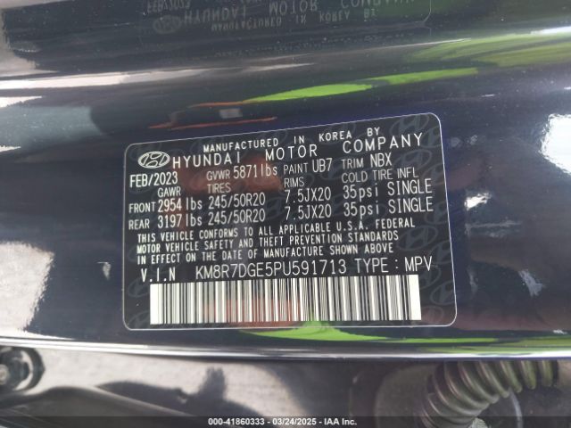 KM8R7DGE5PU591713 Hyundai Palisade Calligraphy
