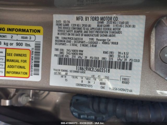 1LN6L9VK2L5603518 Lincoln Continental Standard