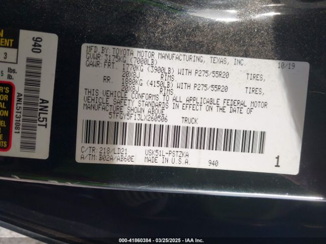 5TFGY5F13LX260506 Toyota Tundra 1794 Edition