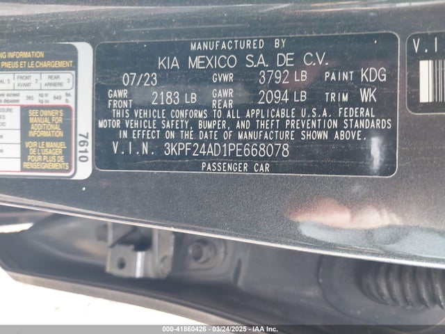 3KPF24AD1PE668078 KIA Forte Lxs