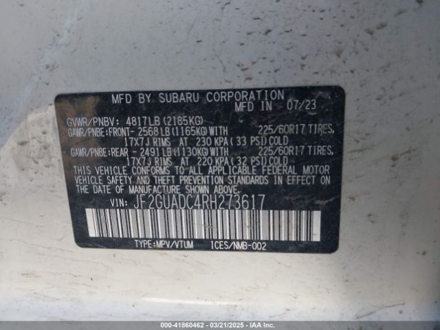 JF2GUADC4RH273617 Subaru Crosstrek Premium