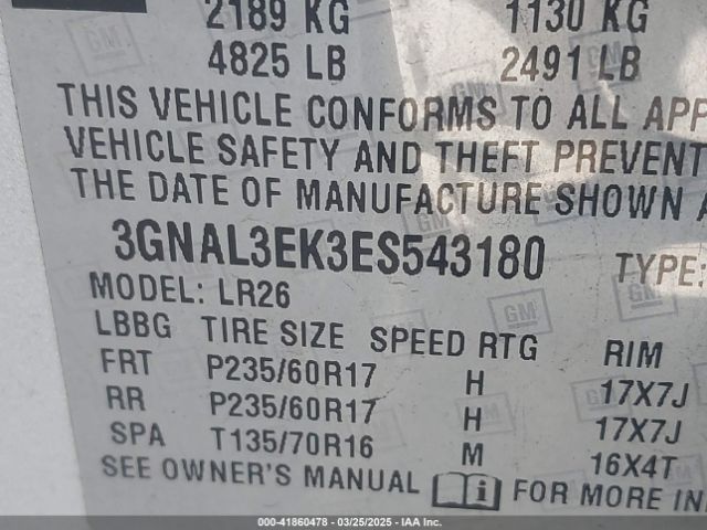 3GNAL3EK3ES543180 Chevrolet Captiva Sport Lt