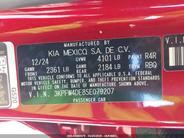 3KPFW4DE8SE079207 KIA K4 Gt-line