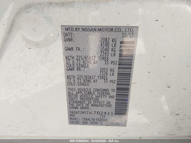 5N1AT2MT2JC702411 Nissan ROGUE SV