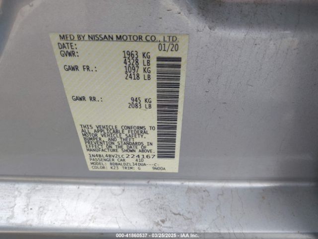 1N4BL4BV2LC224167 Nissan Altima S Fwd