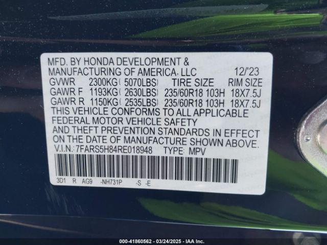 7FARS5H84RE018948 Honda Cr-v Hybrid Sport-l