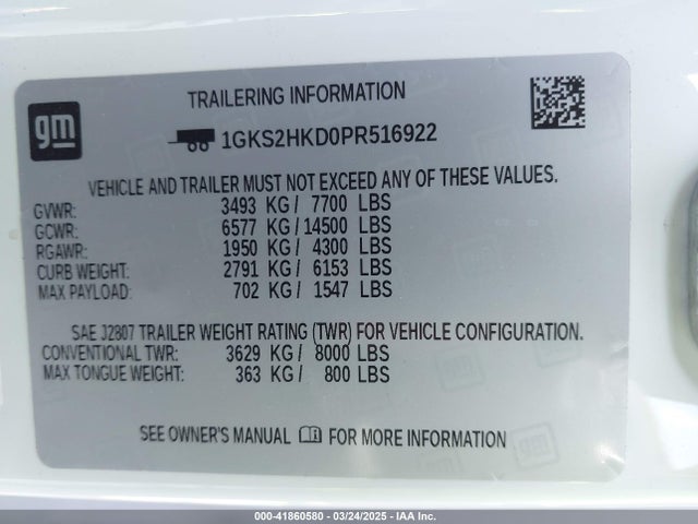 1GKS2HKD0PR516922 GMC Yukon Xl 4wd At4