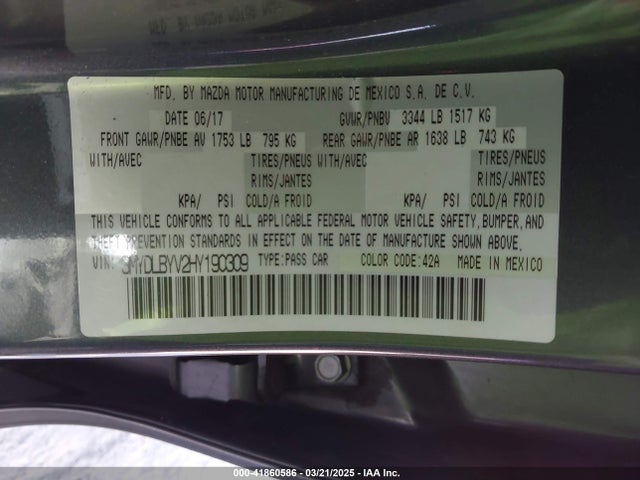3MYDLBYV2HY190309 Toyota p5v