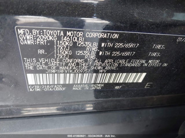 Toyota Rav4 Xle 2019 JTMP1RFV1KJ009757 Image 9