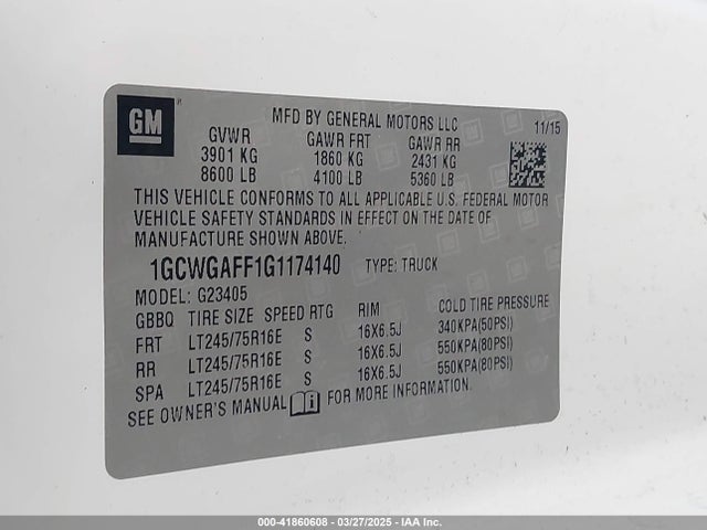 1GCWGAFF1G1174140 Chevrolet l20 - flexible fuel (gas/ethanol), sfi iron
