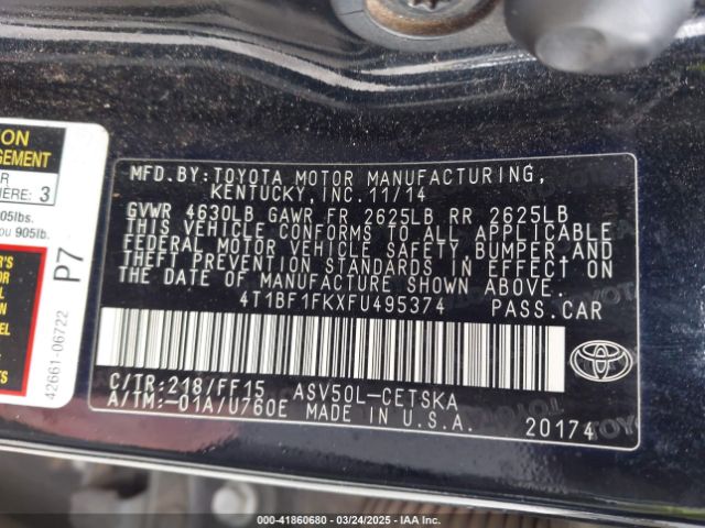 4T1BF1FKXFU495374 Toyota CAMRY SE