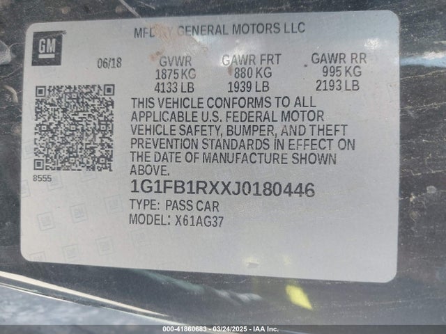 1G1FB1RXXJ0180446 Chevrolet Camaro 1lt