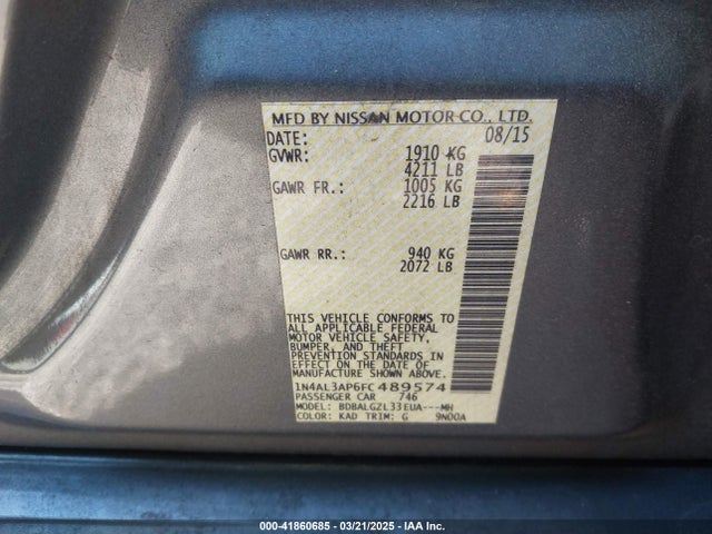 1N4AL3AP6FC489574 Nissan Altima 2.5 S