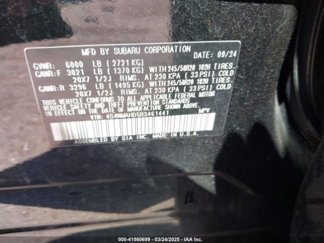 4S4WMAHD5R3461441 Subaru Ascent Onyx Edition 7-passenger