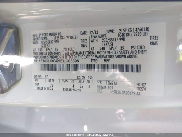 1FMCU9GX9EUC05398 Ford ESCAPE SE