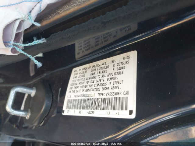 2005 ACURA TL 19UUA66285A082010 Photo 8