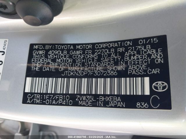 JTDKN3DP7F3072386 Toyota PRIUS PLUG-IN