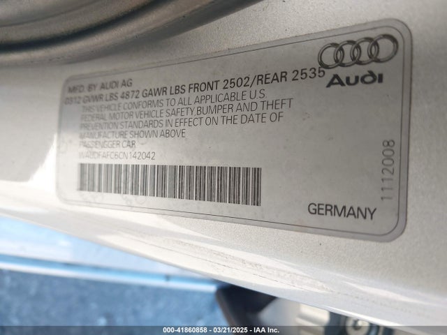 2012 AUDI A6 WAUDFAFC6CN142042 Photo 8