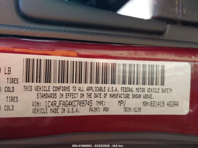 2019 JEEP GRAND CHEROKEE 1C4RJFAG4KC709745 Photo 8