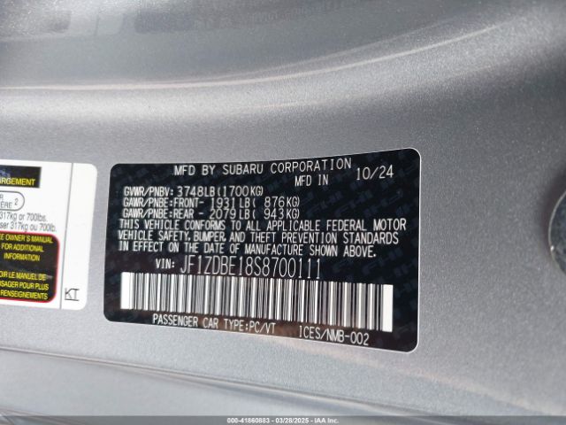JF1ZDBE18S8700111 Subaru Brz Limited