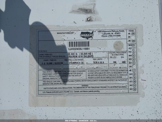 Продаж на аукціоні авто 2008 Wabash National Corp Unknown, vin: 1JJV532W28L116991, номер лоту: 41860892