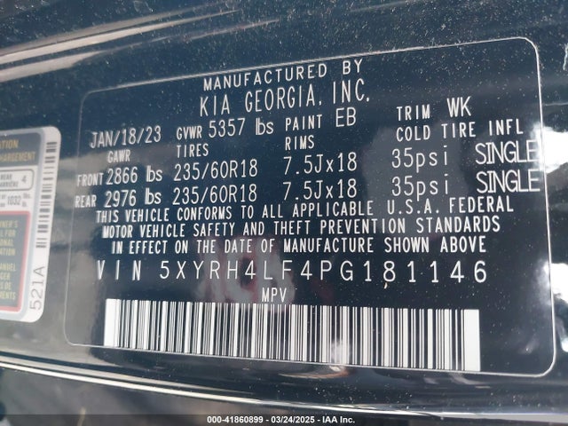 5XYRH4LF4PG181146 KIA t-gdi theta-iii