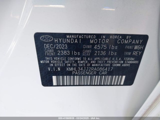 KMHL34JJ2RA086417 Hyundai Sonata Hybrid Sel