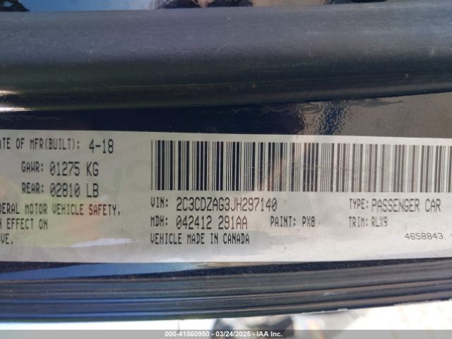 2C3CDZAG3JH297140 Dodge Challenger Sxt Plus