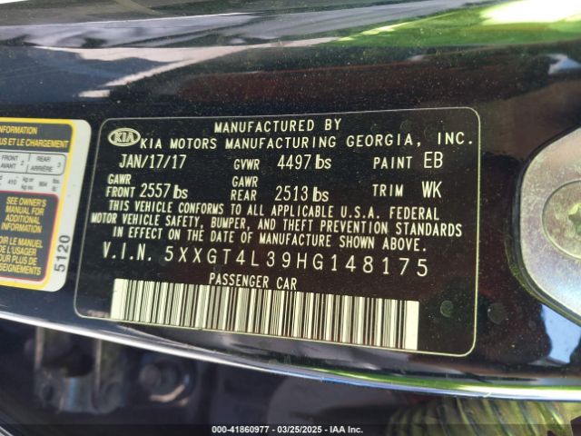 5XXGT4L39HG148175 KIA g 2.4 dohc gdi