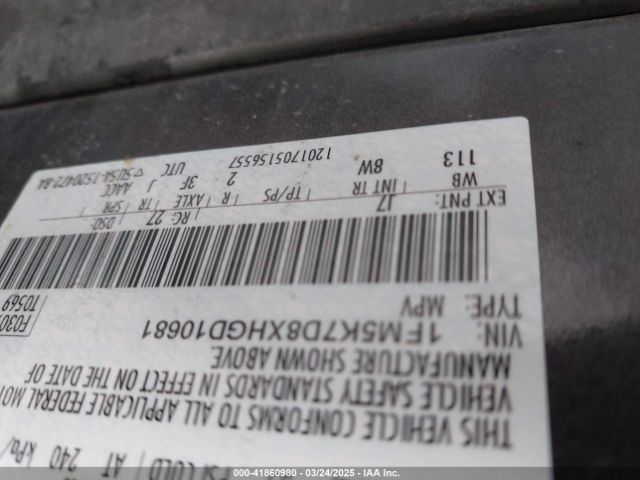 1FM5K7D8XHGD10681 Ford EXPLORER XLT