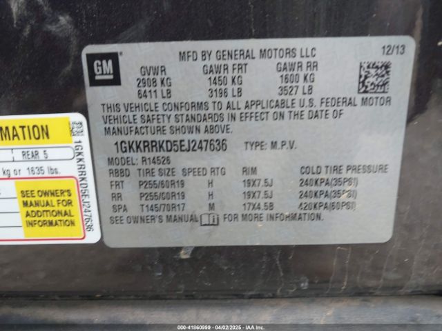 1GKKRRKD5EJ247636 GMC Acadia Slt-1