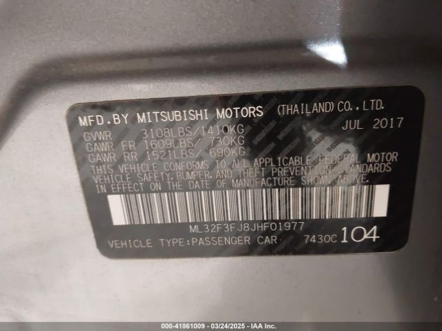 ML32F3FJ8JHF01977 Mitsubishi Mirage G4 Es