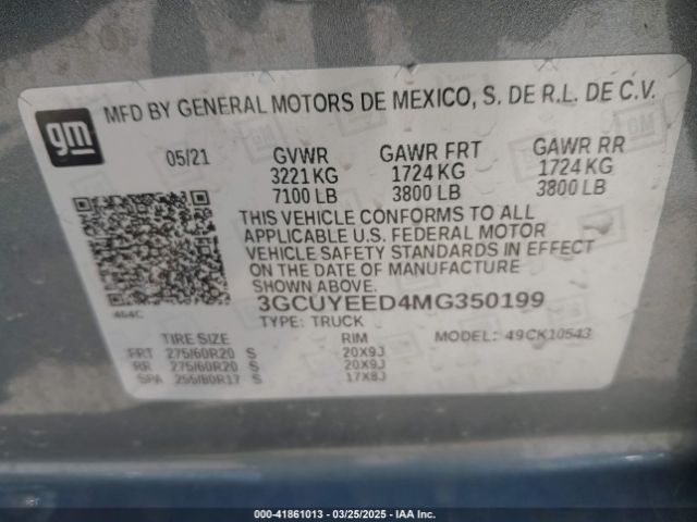 3GCUYEED4MG350199 Chevrolet Silverado 1500