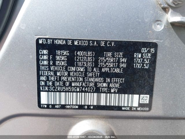 3CZRU5H59GM744027 Honda HR-V EX