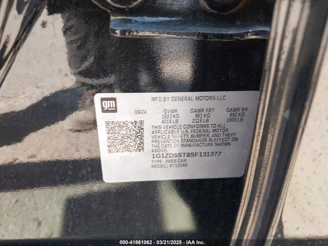 1G1ZD5ST8SF131377 Chevrolet Malibu Fwd 1lt