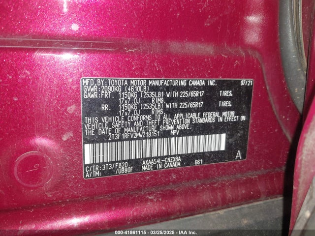 Toyota RAV4 LE 2021 2T3F1RFV2MW218151 Image 9