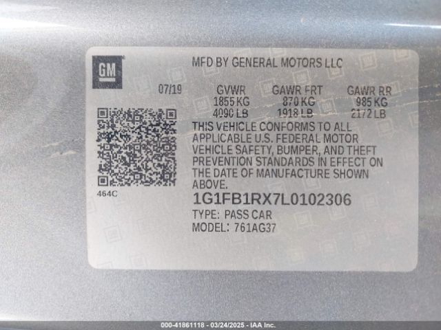 2020 CHEVROLET CAMARO 1G1FB1RX7L0102306 Photo 8