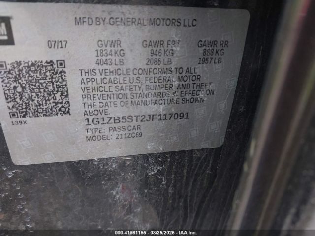 1G1ZB5ST2JF117091 Chevrolet Malibu 1ls