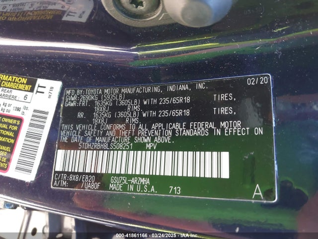 5TDHZRBH8LS508251 Toyota Highlander Xle