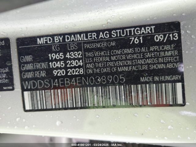 WDDSJ4EB4EN038905 Mercedes-Benz CLA 250