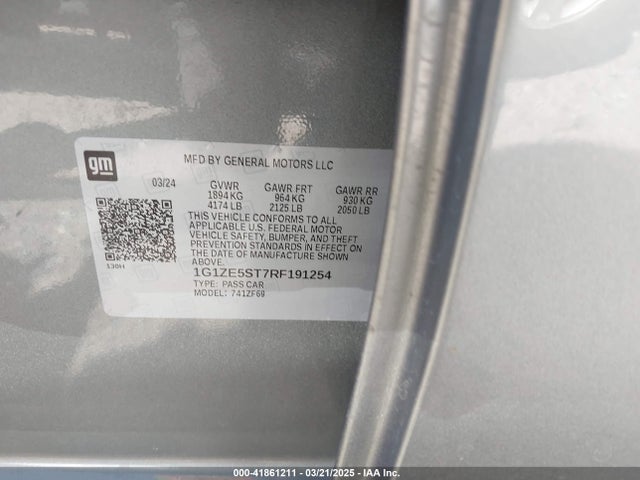 1G1ZE5ST7RF191254 Chevrolet Malibu Fwd 2lt
