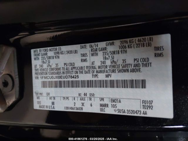 1FMCU0JX0EUD78425 Ford Escape Titanium