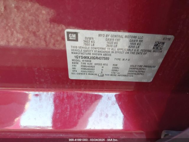 1GYS4KKJ0GR437589 Cadillac Escalade Esv Platinum