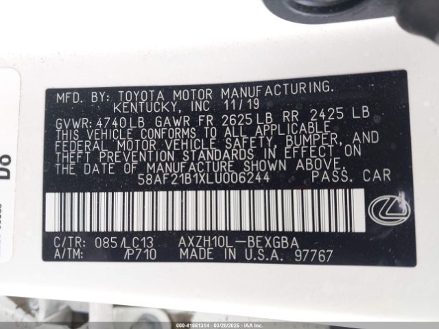 58AF21B1XLU006244 Lexus Es 300h Ultra Luxury