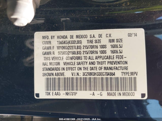 3CZRM3H33EG704864 Honda CR-V LX
